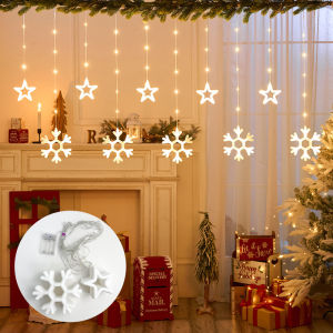 10 Star/Snowflake Lights with Remote8Models Christmas light string  Battery Operated for Holiday Tree Office Home Decor