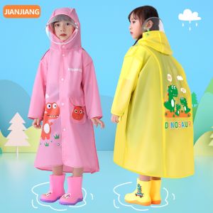 Childrens Raincoat with Bag Position Cartoon Design for Girls Boys Kindergarten Baby Raincoat Protection against Rain
