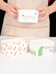 (25pcs) Egg Drop Sandwich Packaging Box Hamburger Bread Toast Box Holder