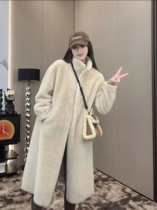 Womens Long Thickened Fur Coat 2024 Winter New Style Integrated Leather And Fur Environmentally Friendly Mink Simulation