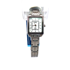 Q&Q C76A-001PY* Silver-Tone Rectangular Womens Stainless Steel Watch