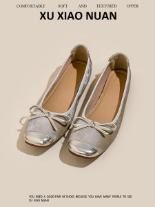 French Ballet Style Mary Jane Flat Bottom Slip-On Shoes Women Comfortable Soft Sole Butterfly Knot Casual Fashion Footwear