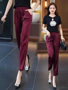 New Chinese Style Ice Silk Leggings Womens 2024 New Arrival Best Selling Summer Slimming Cropped Pants Drape Casual Ankle-Tied Harem Pants