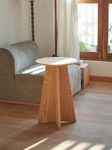 MUMO Wooden Modern Simple Geometry Sofa Side Table Oak Wood Living Room Small Tea Table Storage Rack Shelf Japanese Style