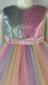 Big Joy Elegant Rainbow Princess Party Dress with Sequins and Tulle for Girls 3-10 Years 563047
