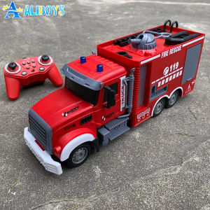 1:12 RC Fire Truck Remote Control Rescue Firefighting Engine Ladder Fire Truck Water Spray Engineering Vehicle Model Toy KidGift