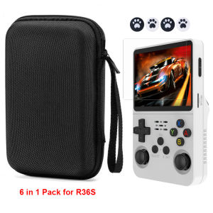 Portable Carrying Case for R36S Handheld Console Storage Bag & Tempered Glass Screen Protector & Thumb Grip for R36S Accessories