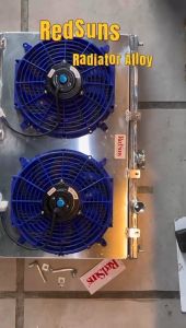 RedSuns radiator CAMPRO Gen2 Persona Satria Neo Waja Saga BLM Flx Cps APM TYPE Aluminium 2 Row Auto + fan shroud + high speed fan x2