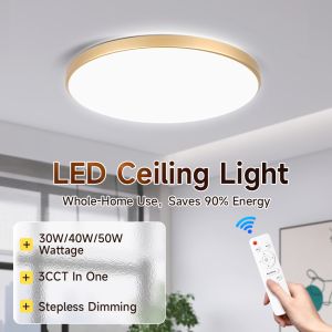 CANMEIJIA Ceiling Light Modern Ceiling Lamp 3 color LED Ceiling Light 30W 40W 50W Color Changing Ceiling Light for Living Room Bedroom Kitchen Gift remote control remote control switch