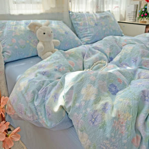 Dansunreve High Quality Bedding Sets 4in1 Floral Queen/King Bed Sheet Duvet Cover Sets Soft Breathable