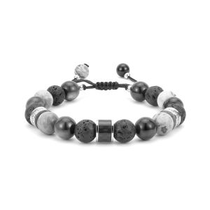 GUDUD | Silver Obsidian Charm Bracelet for Men