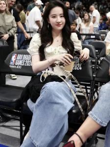 High Waist Wide Leg Jeans Decomposition Design Casual Straight Cut Womens Denim Pants Floor Length Trousers by Liu Yifei