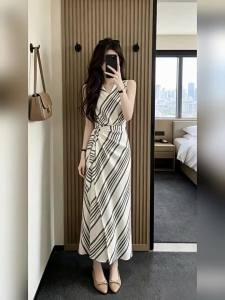 Homecore | Elegant Slim French Sleeveless Long Dress for Women Summer Fashionable and Cool