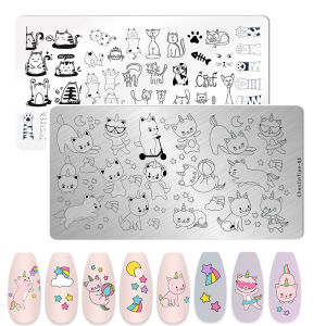 1PC Nail Stamping Plate Template Animal Fruit Dog Cats Stars wing Feather Flower Leaf Stamp Nail Stamping Plates For Nail Polish