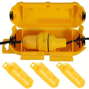 Extension yellow Cord Safety Cover with Waterproof Seal Weatherproof Electrical Connection Box to Protect Outdoor Outlet Plug
