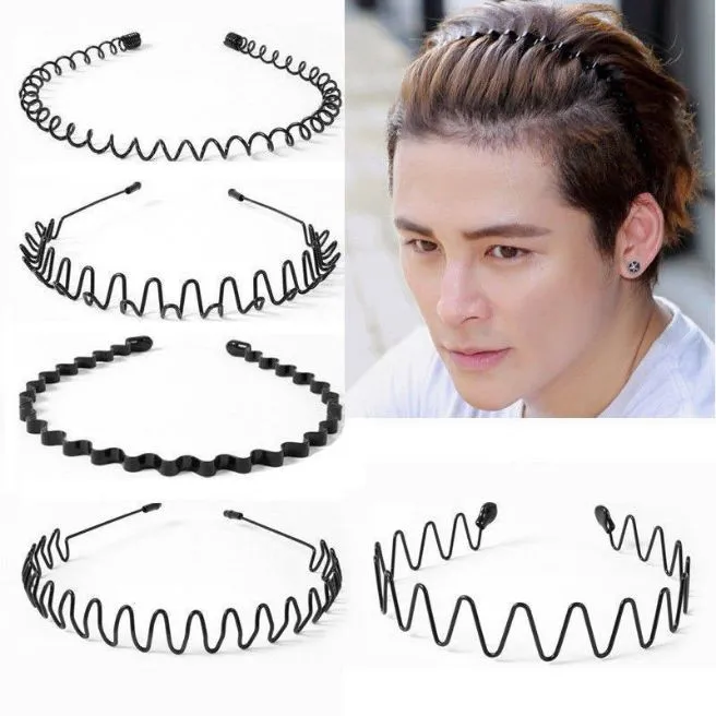 5 pcs Metal Hairband Headband Men Women Plastic Sports Fitness Hair Band  Hoop Headband (random design /assorted only )