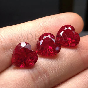 Lab Grown Ruby Loose Diamond With Minor Cracks And Inclusions Closer To The Natural Stones Effects Heart Shape High Quality Synthetic Gemstone For Jewelry Making