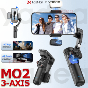 M02 3-Axis Smartphone Gimbal Stabilizer Selfie Tripod Fill Light Anti-Shake Handheld Gimbal for Vlog Video AI Tracking  Support Face Recognition/Gesture Control
