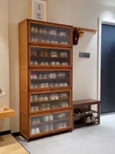 Wooden Shoe Rack Storage 5-11Layers Acrylic flip door Shoe Cabinet Bamboo Shoe Rack Organizer
