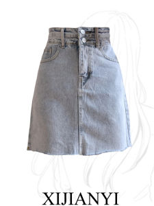 High Waist Denim Mini Skirt Women Casual Summer plus Size A-Line Flattering Concealing Shorts Versatile Office Commute Pure Color