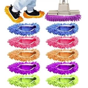1/2/3/4/5 Pairs Microfiber Cleaning House Mop Slippers Floor Cleaning Tools Shoe Cover Soft Washable Reusable Mop Slippers Shoes