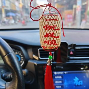 Mini Oil Paper Bamboo Woven Handmade Lanterns Car Decorations Ancient Style Tabletop Lamps Bamboo Craft Festival Gifts