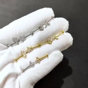 Stainless Steel Marquise Zircon Vertical Post Helix Piercings Crown/Flower Internal Thread Ear Cartilage Helix Stud Piercing 16G