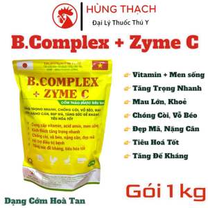 Gói Bcomplex Zyme C (1kg) cung cấp vitamin tổng hợp và men tiêu hoá sống giúp tăng cường đề khán ăn ngon ăn nhiều mau lớn.