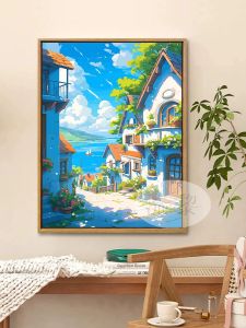 Modern Minimalist Digital Oil Painting Handmade Coloring Landscape Decorative Hanging Picture Simple Style PS Frame Acrylic Paint