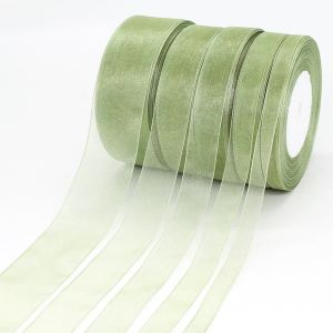45meters/Roll Sheer Chiffon Ribbon Sage Green Organza Ribbons Gift Wrapping Decoration Wedding Bouquets Party Wreath Lace Fabric