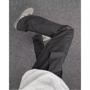 กางเกงขายาวทรงหลวมสำหรับผู้ชาย ทรงตรง กางเกงขายาวทรงตรงแห้งเร็ว กางเกงขายาวทรงตรงลำลองสำหรับฤดูร้อน กางเกงขายาวทรงตรงอเนกประสงค์