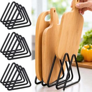 Sturdy Kitchen Storage Shelf Heavy-Duty Metal Cutting Board Organizer 4-Slot Space-Saving Divided Storage Rack with Triangular Design