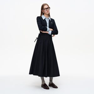 DUSHU | High Waist 3D Pleated Side-Tie Skirt