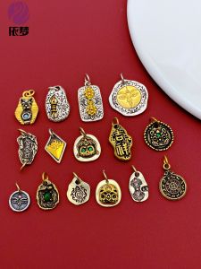 Handmade Bronze Aged Idiot Wealth Deity Vajra Dharma Eye Pendant for Safety And Peace DIY Bracelet Necklace Accessories