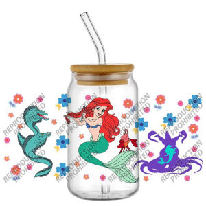 Funko | Popular Retro Cartoon Mermaid Ariel Famous 16oz UV DTF 3D Transfer Sticker Decals Wraps Glass Can Cups Creative Craft DIY