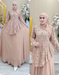 DRESS GAMIS MODE AURAHIJAB 2 IN 1 TERBARU BY AURAHIJAB 100%ASLI REAL