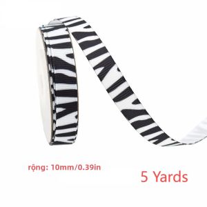 Ruộng Lụa Satin In Họa Tiết Báo Đốm Bò Sữa Ngựa Vằn 10mm 5 Thước Dùng Làm Nơ Gói Quà DIY Phụ Kiện Quần Áo Chất Liệu Polyester Cao Cấp