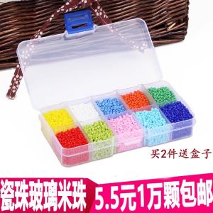 วัสดุอุปกรณ์เครื่องประดับ DIY ลูกปัดแก้วสีสันสดใส ไม่ซีดจาง ขนาด 2 มม. ลูกปัดดินเผาสีสันสดใส อุปกรณ์ตกแต่งเสื้อผ้า ลูกปัดอเนกประสงค์ 10000 ลูก