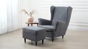 Jacquard Wing Chair Cover Dust-proof Armchair Covers Non-slip Sofa Slipcovers with Seat Cushion Cover Ottoman Covers Home Decor