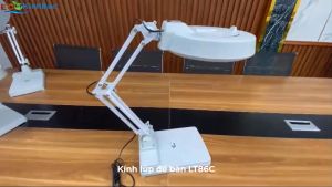 Kính lúp công nghiệp để bàn có đèn LED độ phóng đại 10X thấu kính phổ thông model LT-86C 10X