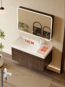 LANGXIANG | Left Side Deep Basin Washstand Vintage Style Walnut