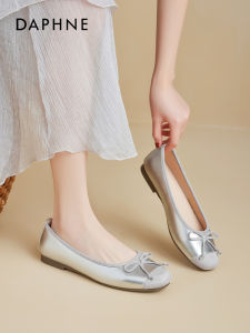 Daphne Silver Ballet Slip-On Shoes Womens Summer New Style Soft Bottom Moms Shoes Mothers Day Princes Style Butterfly Knot