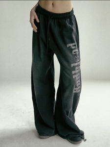 Retro American Vintage Wide Leg Pants Womens Loose Drapey Casual Dancing Long Trousers Knife Edge Sweatpants Trendy