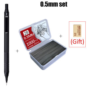 MROOFUL | Metal Mechanical Pencil Set with 2B Lead Refill Drafting 0.5 0.7 0.9 2.0 MM Automatic Pencil For School Writing Art Supplies