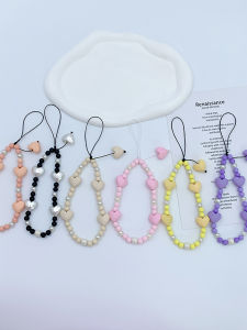 สร้อยข้อมือรูปหัวใจทำมือ DIY ชิ้นส่วนโทรศัพท์มือถือ สายรัดข้อมือกล้องแบบสั้น ป้องกันการสูญหาย อุปกรณ์เสริมอื่นๆ