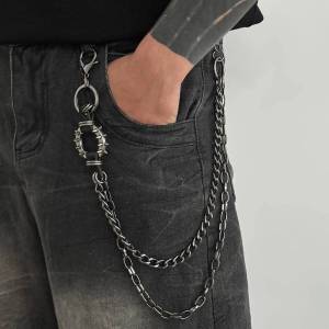 Salircon Punk Style Metal Fashion Waist Chain Jeans Keyring Men Accessories Trend Hipster Pants Jean Pendant Keyring Jewelry