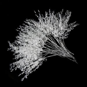 Artificial White Crystal Acrylic Water Droplet Handmade Hot Sale Wedding Bridal Bouquet Wreath Hairpin DIY Gift Decor Accessory