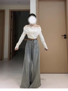 Áo Thun Tay Dài Một Bên Vai Ren Cỡ Lớn Cho Nữ Mùa Thu Mới Pure Desire Hot Bé Gái Áo Thun Bó Sát Giảm Béo