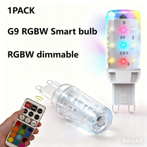 G9 LED Bulb Dimmable12 Color RGB+Warm White 3000K Color Changing with IR Remote Control Control AC100-240V Halloween1 Pack