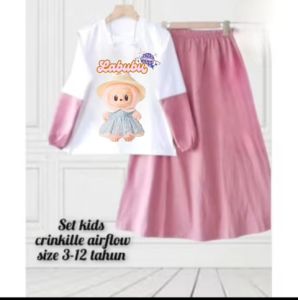Baju Setelan Anak Perempuan LABUBU Cantik Terbaru Viral Usia 3-12 Tahun